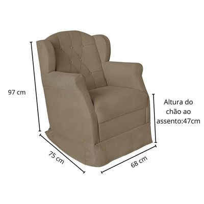 Poltrona Amamentação Cadeira Reforçada Balanço Puff Suede Cor:bege Escuro
