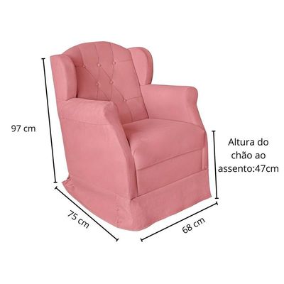 Poltrona Amamentação Cadeira Reforçada Balanço Puff Suede Cor:rosê