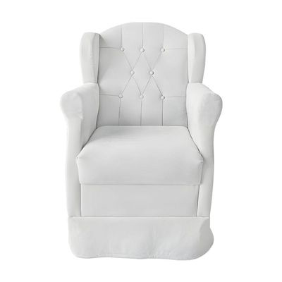 Poltrona Amamentação Balanço Confortável Puff Pétala Corino Cor:branco