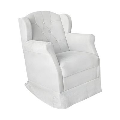 Poltrona Amamentação Balanço Confortável Puff Pétala Corino Cor:branco