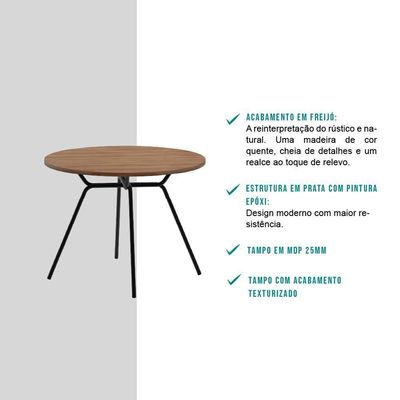 Mesa De Jantar Redonda 1m 1588 Carraro Freijó/preto