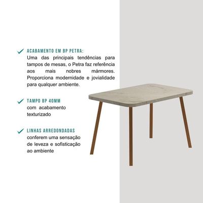 Mesa De Jantar 4 Lug Retangular 1,2m Stellar Carraro Pet Ros
