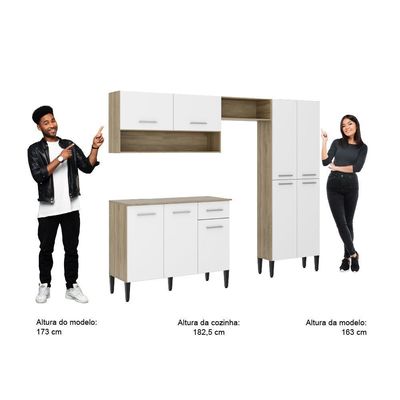 Cozinha Compacta Arizona Classic Com Armário E Balcão Carraro - Carvalho-branco Carvalho-branco