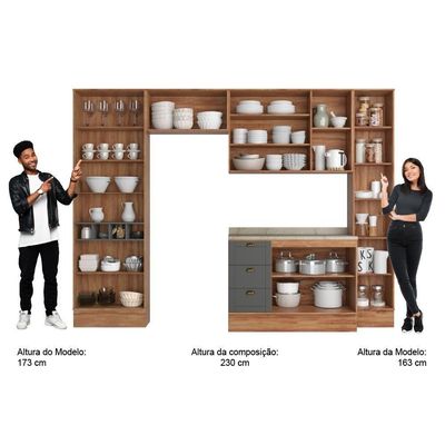 Cozinha Completa Milla Ultra Armário E Balcão Nog-cinza Carraro