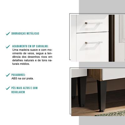 Armário Cozinha Compacta Arizona Smart Carraro - Carvalho/branco Carvalho/branco