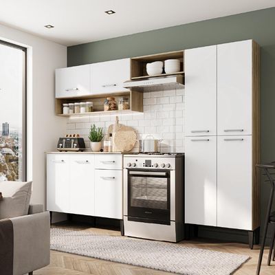 Cozinha Compacta Arizona Classic Carvalho Com Branco Carraro