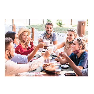 Jogo Americano Mini Redondo Marrom Preto Dupla Face Cafeteria 10un
