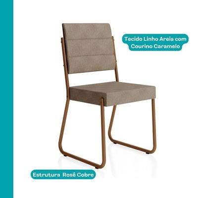 Conjunto Sala De Jantar Mesa E 6 Cadeiras Fênix Carraro Rose