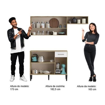 Armário Cozinha Compacta Arizona Tiny Carraro - Carvalho/branco Carvalho/branco