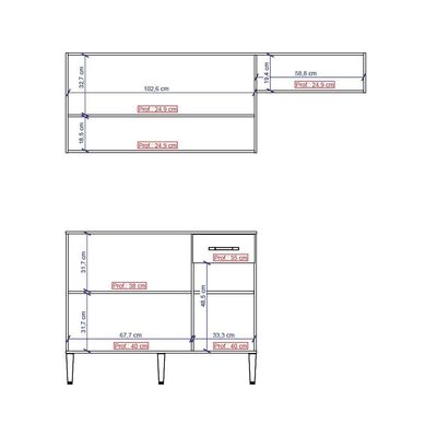 Armário Cozinha Compacta Arizona Tiny Carraro - Carvalho/branco Carvalho/branco