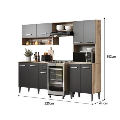 Armário Cozinha Compacta Arizona Essence Carraro - Carvalho-preto Carvalho-preto