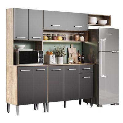 Armário Cozinha Compacta Arizona Smart Carraro - Carvalho/preto Carvalho/preto