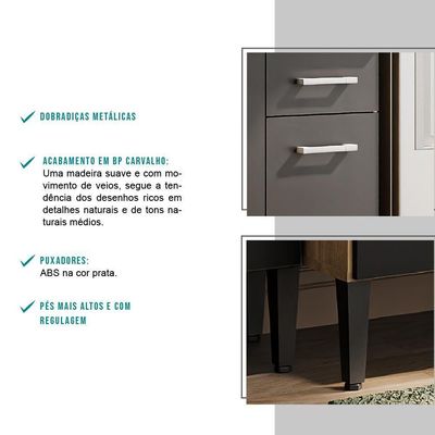 Armário Cozinha Compacta Arizona Smart Carraro - Carvalho/preto Carvalho/preto