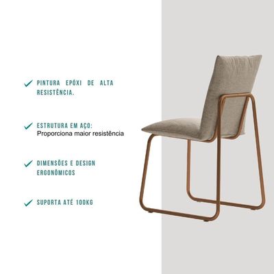 Conjunto 2 Cadeiras De Jantar Soft 1750 Carraro Areia Rose