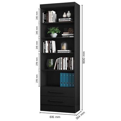Estante Para Livros 2 Gavetas 3420 Preto Fosco - Qmovi