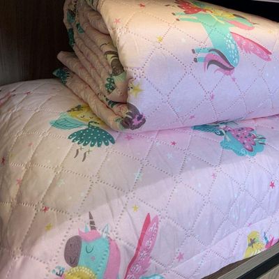 Kit Cobre Leito Infantil Com Porta Travesseiro Appel Unicórnio - Solteiro