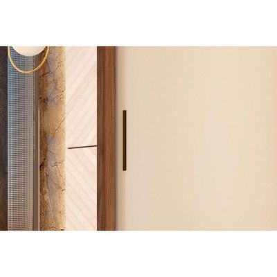 Guarda Roupa Casal 3 Portas De Correr (1 C- Espelho) E 2 Gavetas C- Pés Dalila Flex Amêndola-amêndola Ou Off White