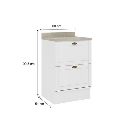 Balcão Milla Mdf 2 Gavetas Branco 60cm Carraro