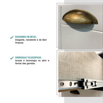 Balcão Milla Mdf 2 Gavetas Branco 60cm Carraro
