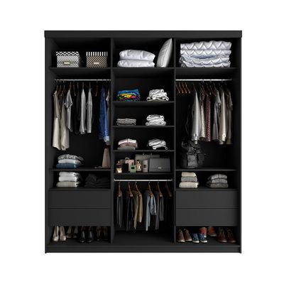 Guarda-Roupa Casal com 1 Espelho Geneve 100% MDF 3 PT 4 GV Preto