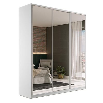 Guarda-Roupa Casal com Espelho Zermatt 100% MDF  3 PT 3 GV Branco