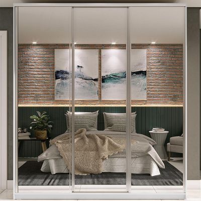 Guarda-Roupa Casal com Espelho Zermatt 100% MDF  3 PT 3 GV Branco