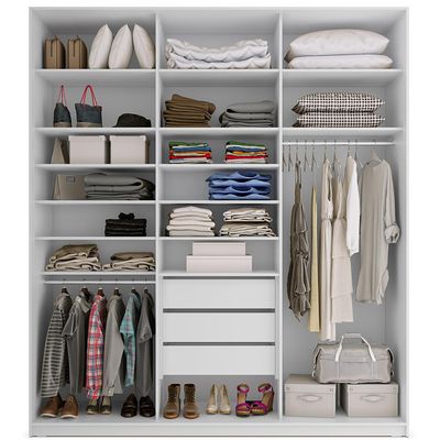 Guarda-Roupa Casal com Espelho Zermatt 100% MDF  3 PT 3 GV Branco