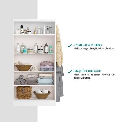 Armário Utilitário Banheiro 2 Portas Branco Carraro