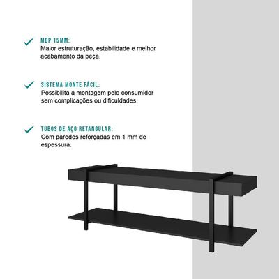 Rack Para Tv Habitat Preto E Tubos Pretos Carraro