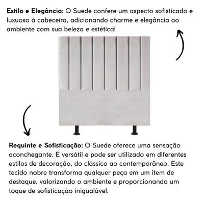 Cabeceira Estofada Cama King 195 Cm Maya Suede E Frame cinza Claro