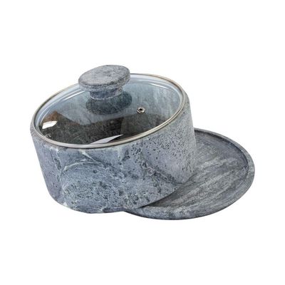 Boleira Queijeira De Pedra Sabão Com Tampa De Vidro