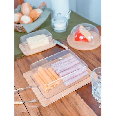 Porta Frios Bambu Com Tampa Acrílico 24 Cm