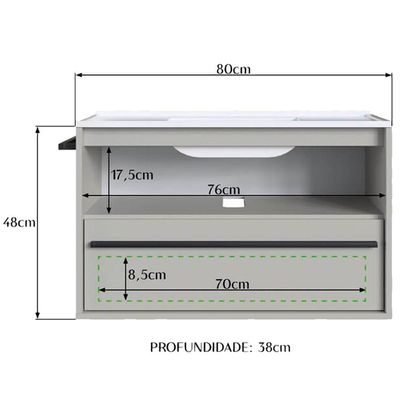 Gabinete De Banheiro Com Lavatorio 80cm Arenas Proddy Arenas