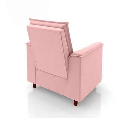 Poltrona Amamentação Confortável Com Puff Ayla Veludo rosa