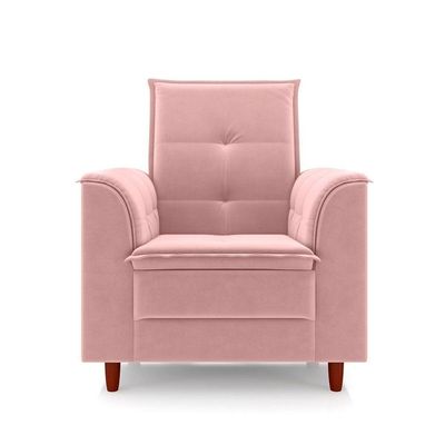 Poltrona Amamentação Confortável Com Puff Ayla Veludo rosa