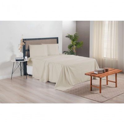 Jogo De Lençol Versatile Ponto Palito Completo 4 Peças King Micropercal cáqui