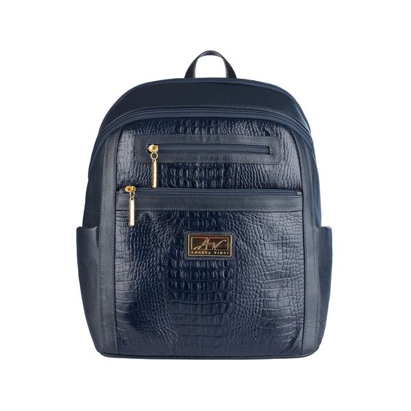 Mochila grande de couro croco Marcela Caramelo Mochila grande de couro croco Marcela Caramelo