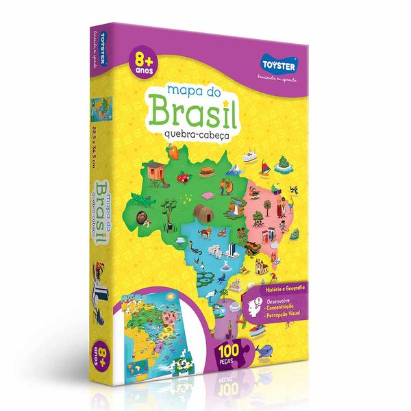 Quebra-Cabeça Toyster Mapa do Brasil com 100 Peças