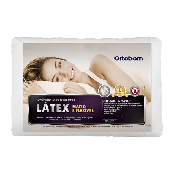 Travesseiro Ortobom Latex 60x40x14cm Travesseiro Ortobom Latex 60x40x14cm