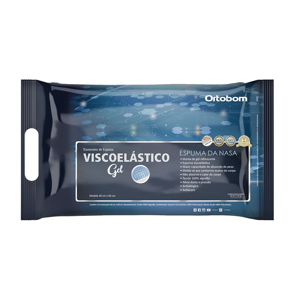 Travesseiro Ortobom Viscoelástico Gel 60x40x14cm