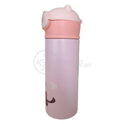 Garrafa Infantil Térmica 420ml De Ursinho Rosa Ideal Para Bebidas Quentes E Frias Até 12h