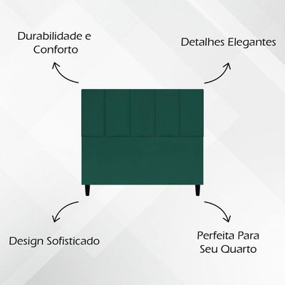 Cabeceira Decorativa Classic Para Cama De Casal 140 Cm Suede Verde Suede
