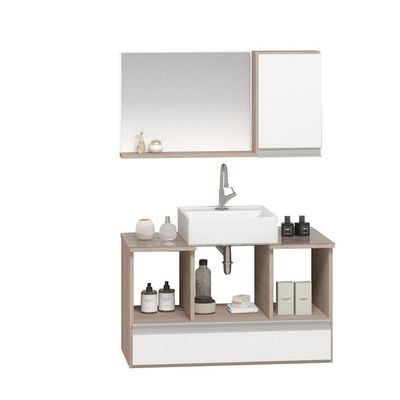 Conjunto Gabinete Venus 80cm Madeirado Branco