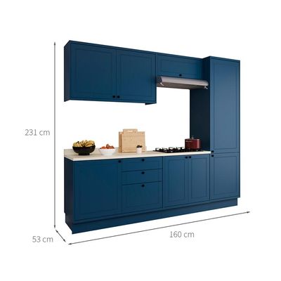 Cozinha Compacta Évora com Tampo para Cooktop 8 PT 3 GV Azul Órion