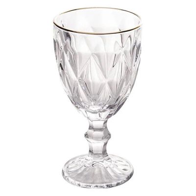 Taça De Água Com Filete Dourado Diamond Lyor 325ml - Vidro