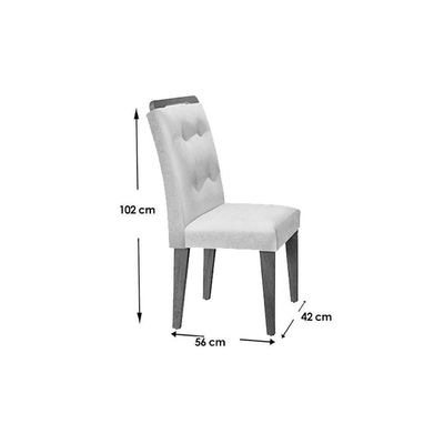 Sala De Jantar Completa Luna C- Tampo De Vidro Canto Curvo 180x90cm E 6 Cadeiras Imperatriz Imbuia-grafite - Suede Capuccino - Rufato