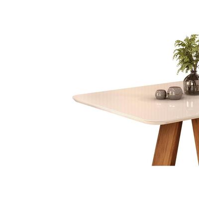 Mesa De Sala Jantar Celeste C- Tampo Madeirado Vidro Curvo 120x90cm Freijo-cinza Urbano - Dj Móveis