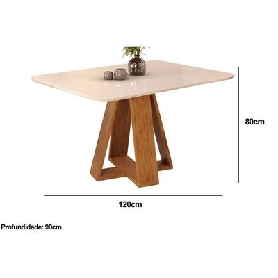 Mesa De Sala Jantar Celeste C- Tampo Madeirado Vidro Curvo 120x90cm Freijo-cinza Urbano - Dj Móveis