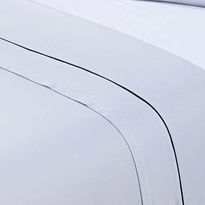 Jogo De Cama 100% Algodão Percal 150 Fios Solteiro Gran Moratta 3 Peças - Branco E Cinza