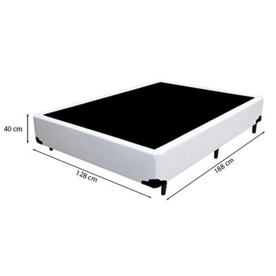 Cama Box Viúva 128 Tecido Sintetico Branco Com Colchão Paris Molas Preto 66x128x188